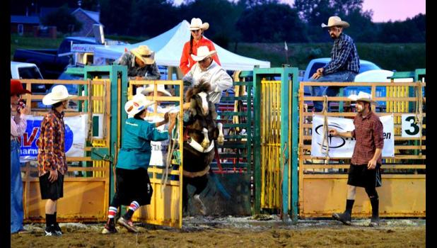 Dalton Gatrel riding CR McKellips bucking pony