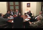 Senators Denny Hoskins and Dan Hegeman met with economic development professionals to discuss progress on the Little Otter Creek Watershed Project. Seated at the table are, from left: Cary Sayre, Aaron Jones, Sen. Hoskins, Sen. Hegeman, Randall Railsback, and Terry Rumery (with back to camera).