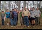Boy Scout Troop 1836 of Hamilton assisted Daniel Adams in clearing the Sloan Cemetery in April. Pictured are: front row: Brandon Barton, Jacob Dawson, Scout Master John Dawson, Joseph Christensen. Back row: Blake Galbraith, Paxton Henderson, Jared Dawson, Cole Aitchison, Liam Galbraith, Spencer Galbraith, Josiah Aitchison, Billy Barton and Daniel Adams.