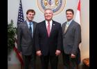 From left: Travis Leader, Sen. David Pearce and Kyler Cliffman.